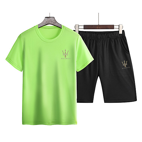 

Men's Sweatsuit 2 Piece Set Classic Style Crew Neck Sport Athleisure Clothing Suit Short Sleeves Breathable Soft Comfortable Exercise & Fitness Everyday Use Outdoor Fitness Exercising / 2pcs / pack