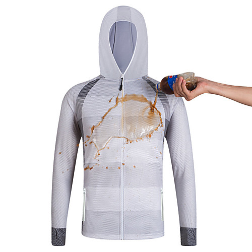 

Men's Hoodie Jacket Skin Coat Outdoor Rain Waterproof Quick Dry Lightweight Breathable Jacket Spring Summer Fishing Camping & Hiking Cycling / Bike White Blue Grey / Long Sleeve / Stretchy