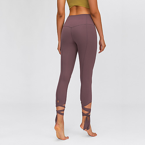 

Women's High Waist Yoga Pants String End Capri Leggings Tummy Control Butt Lift Breathable Solid Color Black Purple Green Spandex Yoga Fitness Gym Workout Sports Activewear Stretchy Skinny / Athletic