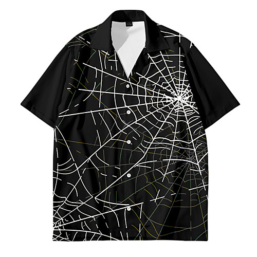 

Men's Shirt 3D Print Spider Animal Button-Down 3D Print Short Sleeve Daily Tops Casual Fashion Black