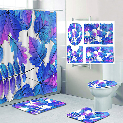 

Beautiful Autumn Leaves Pattern Printing Bathroom Shower Curtain Leisure Toilet Four-Piece Design