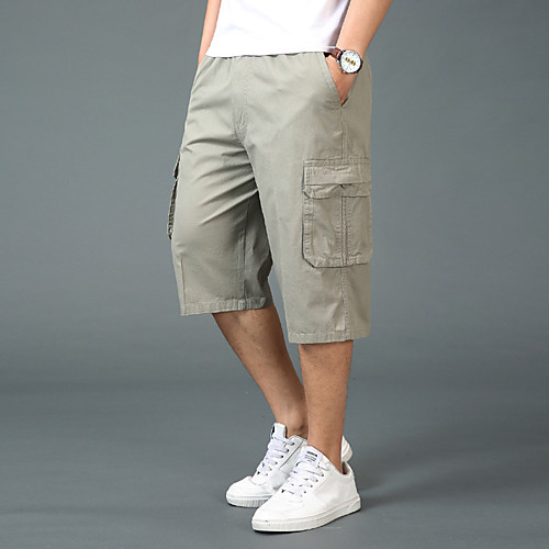 

Men's Hiking Shorts Solid Color Outdoor Breathable Soft Multi-Pockets Wear Resistance Cotton Capri Pants Black Yellow Army Green Khaki Hunting Fishing Climbing XL XXL XXXL 4XL 5XL