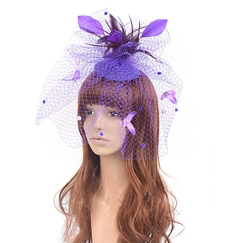 

Retro Pearl Net Fascinators with Feather / Pearls 1 Piece Special Occasion / Party / Evening Headpiece