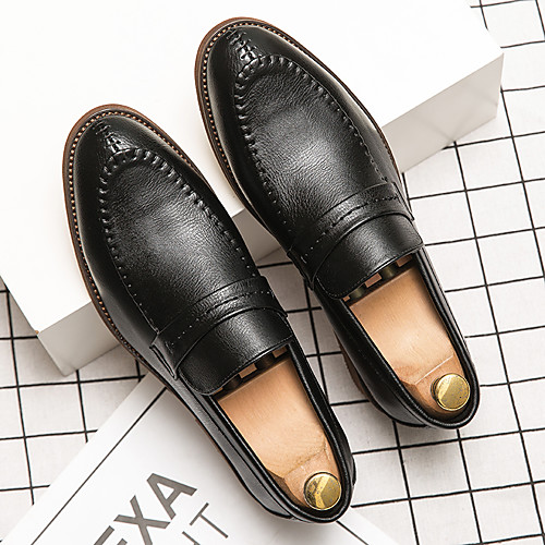 

Men's Loafers & Slip-Ons Business Casual Vintage Daily Party & Evening Walking Shoes Cowhide Handmade Wear Proof Booties / Ankle Boots Black Brown Spring Summer