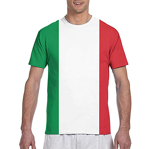 

Men's T shirt 3D Print Graphic Prints Flag Print Short Sleeve Daily Tops Classic Designer Big and Tall Green / White