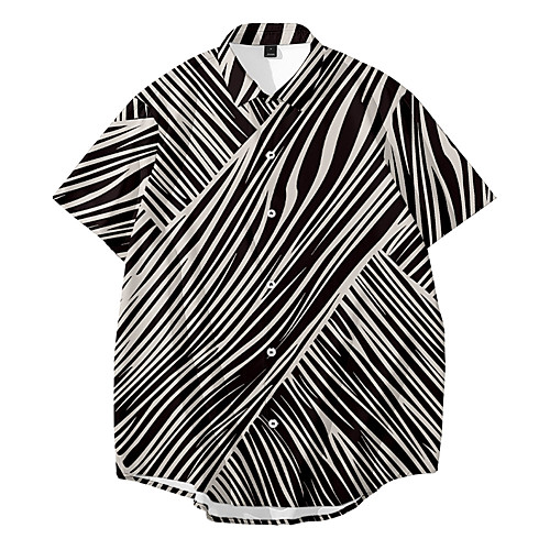 

Men's Shirt 3D Print Plaid Button-Down 3D Print Short Sleeve Daily Tops Casual Fashion Hawaiian A B C
