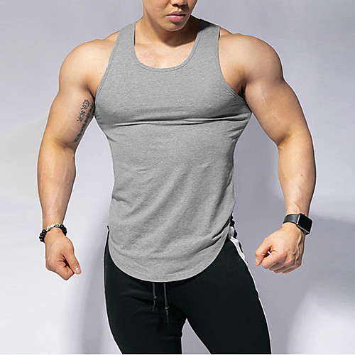 

Men's Sleeveless Workout Tank Top Running Tank Top Running Singlet Vest / Gilet Athleisure Summer Cotton Moisture Wicking Quick Dry Breathable Fitness Gym Workout Running Jogging Exercise Sportswear