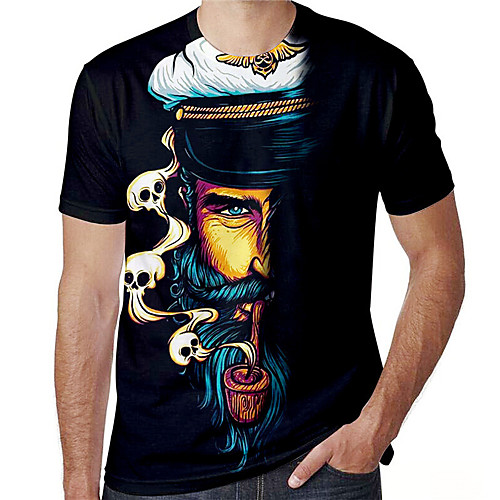 

Men's T shirt 3D Print Graphic Prints Portrait Print Short Sleeve Daily Tops Casual Designer Big and Tall Black