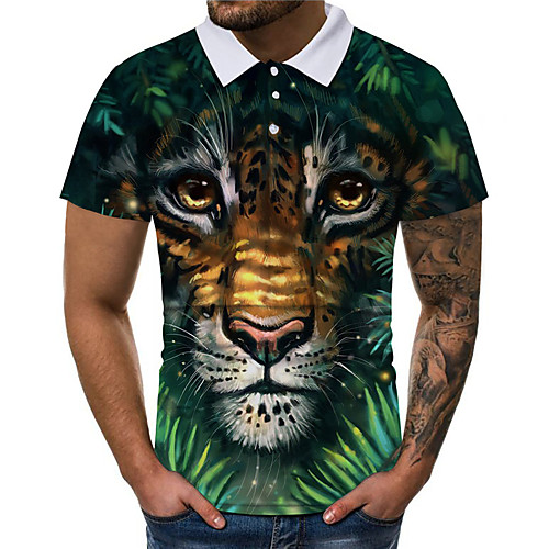 

Men's Polo 3D Print Graphic 3D Animal 3D Print Short Sleeve Daily Tops Fashion Classic Green