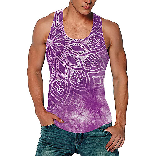 

Men's Tank Top Vest Undershirt 3D Print Totem 3D Print Print Sleeveless Daily Tops Casual Beach Purple