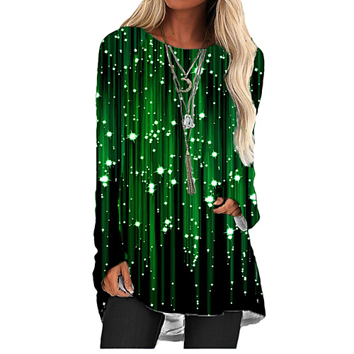 

Women's Shift Dress Short Mini Dress Green Light Green Navy Blue Long Sleeve Floral Color Block Geometric Print Fall Spring Round Neck Casual 2021 S M L XL XXL 3XL