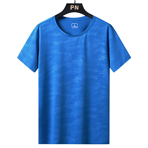 

Men's T shirt Hiking Tee shirt Short Sleeve Crew Neck Tee Tshirt Top Outdoor Lightweight Breathable Quick Dry Soft Autumn / Fall Spring Spandex Polyester Camo Dark Grey Black Blue Fishing Climbing