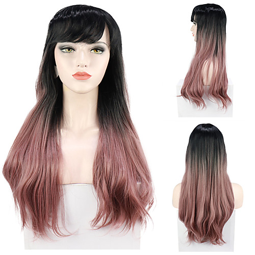 

Cosplay Costume Wig Synthetic Wig Cosplay Wig Wavy Neat Bang Wig Black / Pink Synthetic Hair Women's Odor Free Smooth Adjustable Mixed Color Free Cap