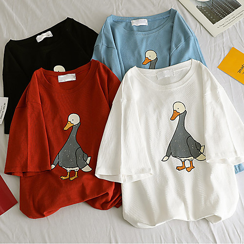 

Women's Tee / T-shirt Pure Color Crew Neck Animal Patterned Sport Athleisure Top Short Sleeves Breathable Soft Comfortable Everyday Use Casual Daily Outdoor