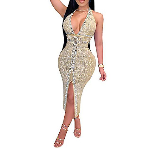 

Women's Sheath Dress Midi Dress Black Apricot Sleeveless Solid Color Summer Sexy 2021 S M L XL XXL