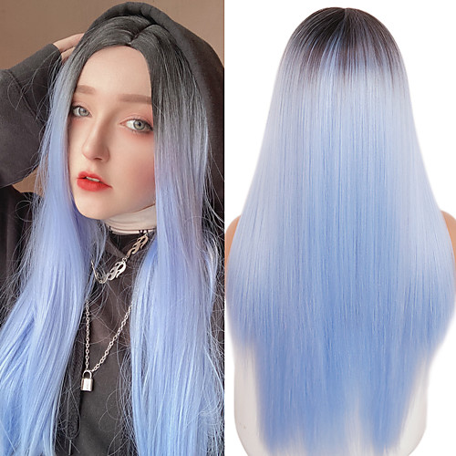 

Women's Long Straight Synthetic Wig Mixed Brown And Blonde Long Wigs for White /Black Women Party Cosplay Hair
