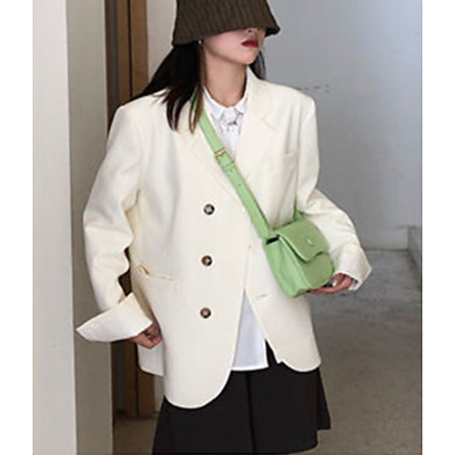 

Women's Single Breasted One-button Blazer Solid Colored Dailywear Black / Khaki / Beige S / M / L