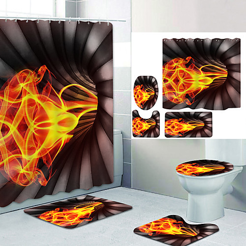 

Bathroom Shower Curtain & Mat Set Modern Polyester New Design