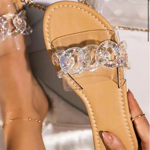 

Women's Sandals Flat Heel Round Toe Rubber Solid Colored Clear BluePink Black