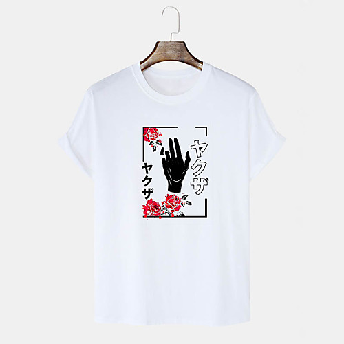 

Men's Unisex T shirt Hot Stamping Graphic Prints Hand Plus Size Print Short Sleeve Daily Tops 100% Cotton Basic Casual White Black Blushing Pink