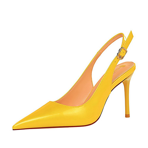 

Women's Heels Stiletto Heel Pointed Toe Patent Leather Buckle Solid Colored White Black Yellow