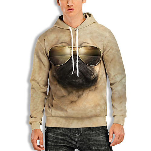 

Men's Pullover Hoodie Sweatshirt Dog Graphic Prints Animal Print Daily Sports 3D Print 3D Print Casual Hoodies Sweatshirts Yellow
