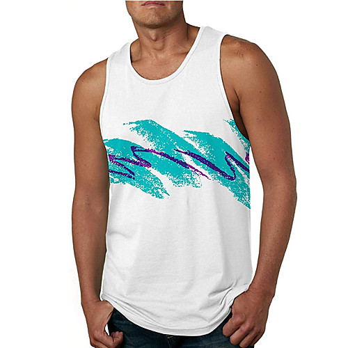 

Men's Tank Top Vest Undershirt 3D Print Curve 3D Print Sleeveless Daily Tops Casual Beach White