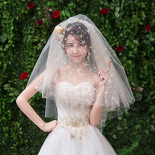 

Four-tier European Style Wedding Veil Elbow Veils with Sequin Tulle
