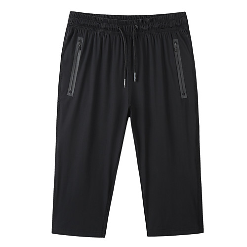 

Men's Running Capri Pants Casual Capris Bottoms Drawstring Mesh Zipper Pocket Nylon Spandex Fitness Gym Workout Running Training Breathable Quick Dry Soft Plus Size Sport Solid Colored Black Rough