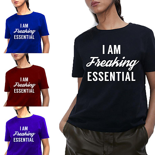 

Women's Tee / T-shirt Pure Color Crew Neck Letter Printed Sport Athleisure T Shirt Top Short Sleeves Breathable Soft Comfortable Everyday Use Street Casual Daily Outdoor