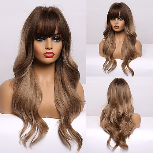 

Synthetic Wig Curly Neat Bang Wig Medium Length A1 Synthetic Hair Women's Cosplay Party Fashion Brown