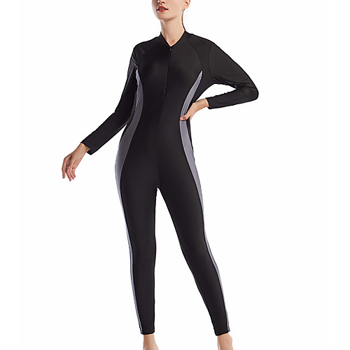 

Women's Tankini Diving Swimsuit Zipper Color Block Black Blue Gray Swimwear Padded High Neck Bathing Suits