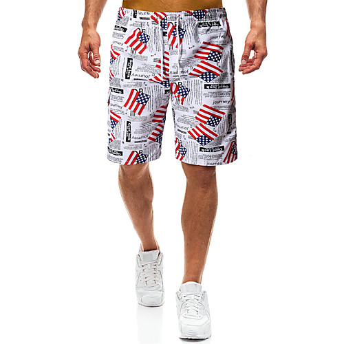 

Men's Running Shorts Sports & Outdoor Shorts Side Pockets Drawstring Fitness Gym Workout Running Training Exercise Breathable Quick Dry Soft Normal Sport Star Spangled Banner White / Micro-elastic
