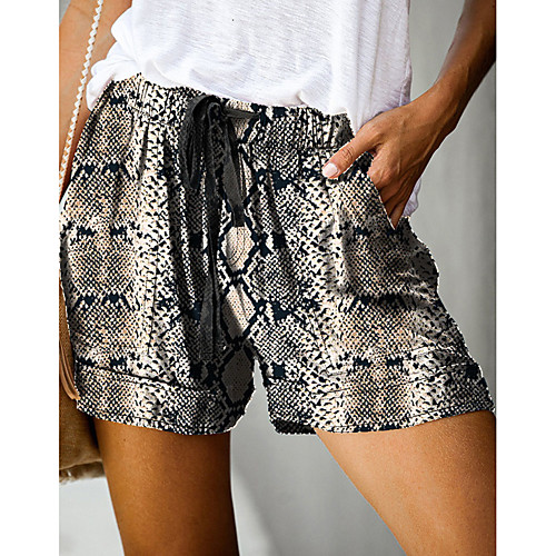 

Women's Stylish Streetwear Comfort Daily Beach Shorts Pants Snake Print Short Elastic Waist Print Dusty Rose Fuchsia Grey