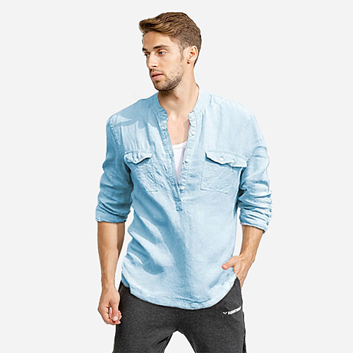 

mens linen button up shirts casual long sleeve yoga loose fit beach shirts henleys tops white