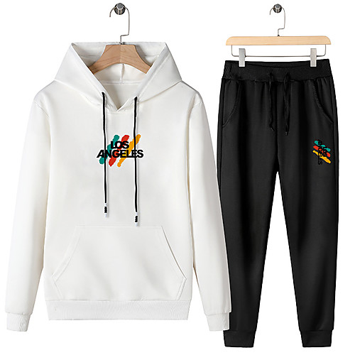 

Men's Sweatsuit 2 Piece Set Elastic Waistband Front Pocket Hoodie Sport Athleisure Clothing Suit Long Sleeve Breathable Soft Comfortable Exercise & Fitness Everyday Use Outdoor Fitness Exercising