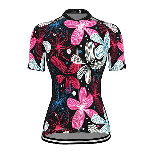 

21Grams Women's Short Sleeve Cycling Jersey Spandex Pink Floral Botanical Bike Top Mountain Bike MTB Road Bike Cycling Breathable Sports Clothing Apparel / Stretchy / Athleisure