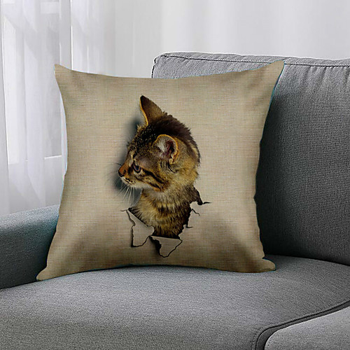 

Double Side 1 Pc Animal Cushion Cover Print 45x45cm Linen for Sofa Bedroom