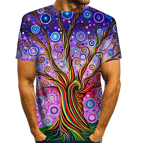 

Men's T shirt 3D Print Graphic Graphic Prints 3D Print Short Sleeve Daily Tops Basic Casual Purple