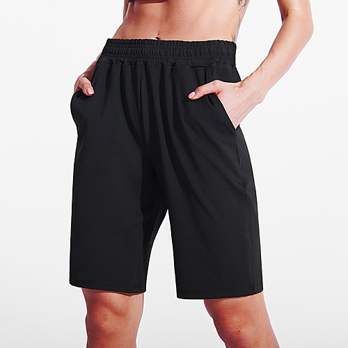 

Men's Running Shorts Athletic Shorts Bottoms Side Pockets Drawstring Spandex Fitness Gym Workout Running Jogging Exercise Breathable Quick Dry Moisture Wicking Sport Solid Colored White Black Purple