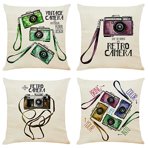 

Cushion Cover 4PC Linen Soft Decorative Square Throw Pillow Cover Cushion Case Pillowcase for Sofa Bedroom 45 x 45 cm (18 x 18 Inch) Superior Quality Machine Washable