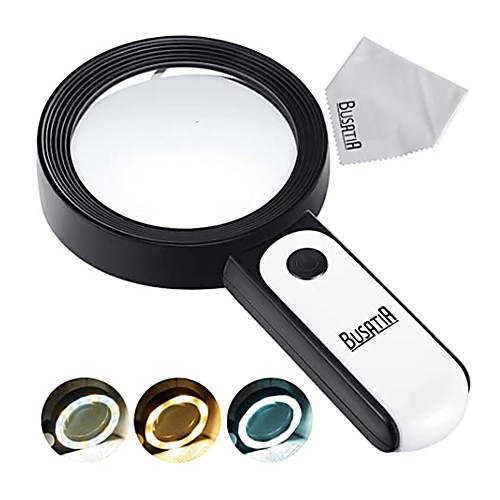 

Magnifier Magnifying Glass Set Handheld with Lighting Function Illuminated LED 30 Reading Inspection Macular Degeneration 106 mm ABSPC Kid's Adults' Seniors