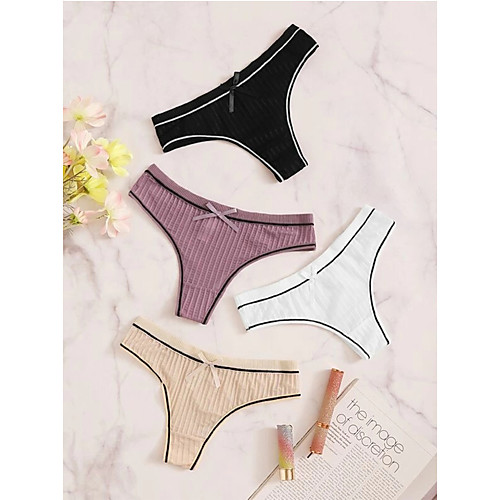 

Women's 1 Piece Bow / Hole G-strings & Thongs Panties - Normal Low Waist White Black Red One-Size