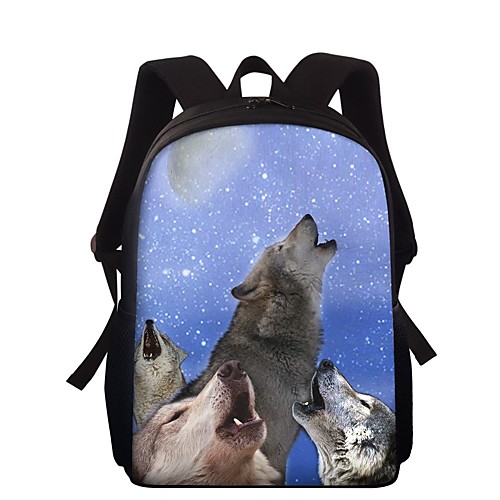 

Unisex Polyester School Bag Rucksack Commuter Backpack Large Capacity Waterproof Zipper Animal School Backpack White Black Blue