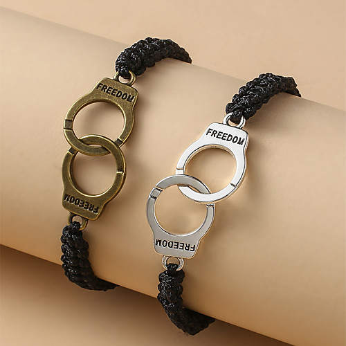 

2pcs Couple's Vintage Bracelet Bracelet Loom Bracelet Braided Fashion Ethnic Fashion Vintage Holiday Trendy Alloy Bracelet Jewelry Black For Anniversary Gift Birthday Festival