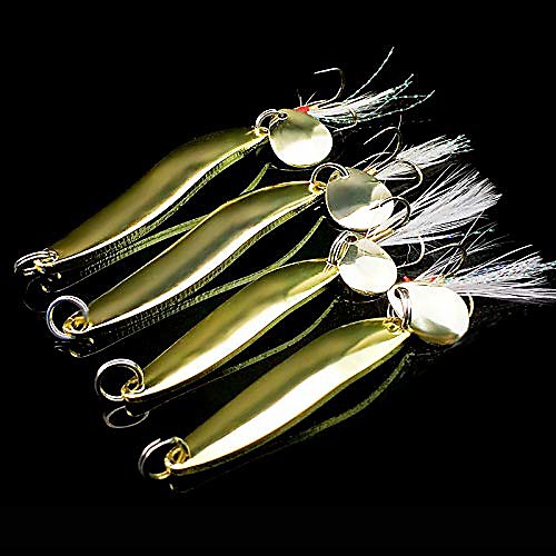 

4pcs metal jigs fishing lures, sinking metal spoons sinker spoon, swimbait jigging lures bait, fishing spinner spoons, hard lures metal spoon for pike, salmon, bass