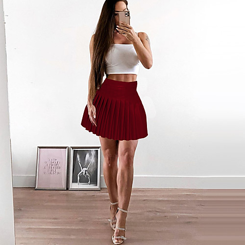 

Women's Date Vacation Elegant Streetwear Skirts Solid Colored Ruched Pleated Black Wine