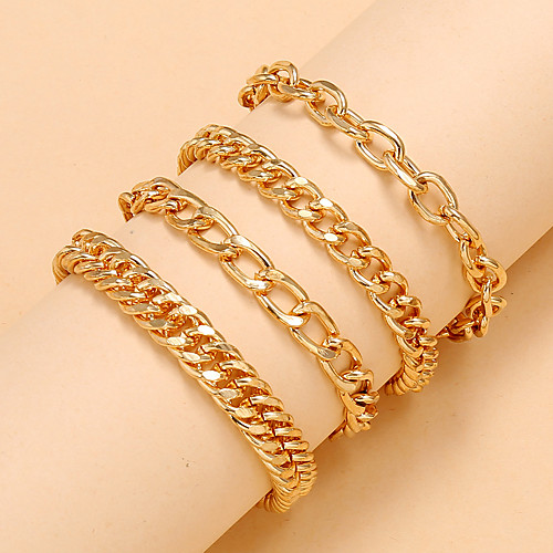 

4pcs Women's Chain Bracelet Vintage Bracelet Bracelet Classic Fashion Fashion Vintage Classic Punk Trendy Alloy Bracelet Jewelry Gold For Anniversary Gift Date Birthday Festival