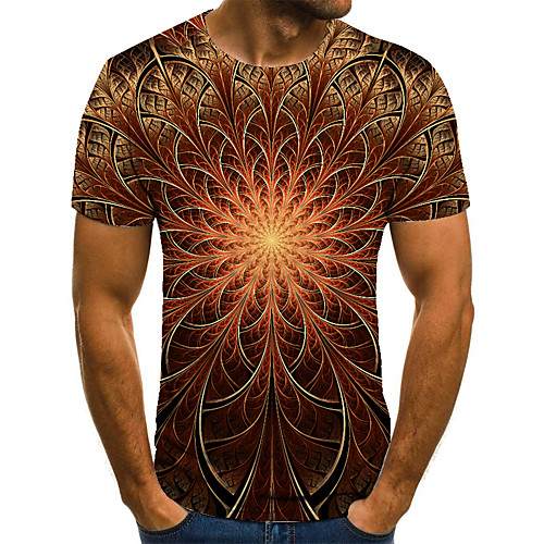 

Men's T shirt 3D Print Geometric 3D Print Print Short Sleeve Casual Tops Casual Fashion Black / Red