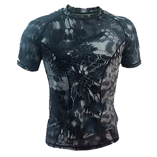 

Men's Hunting T-shirt Short Sleeve Outdoor Summer Quick Dry Breathability Wearable Soft Camo / Camouflage Cotton Black Camouflage Camouflage Gray